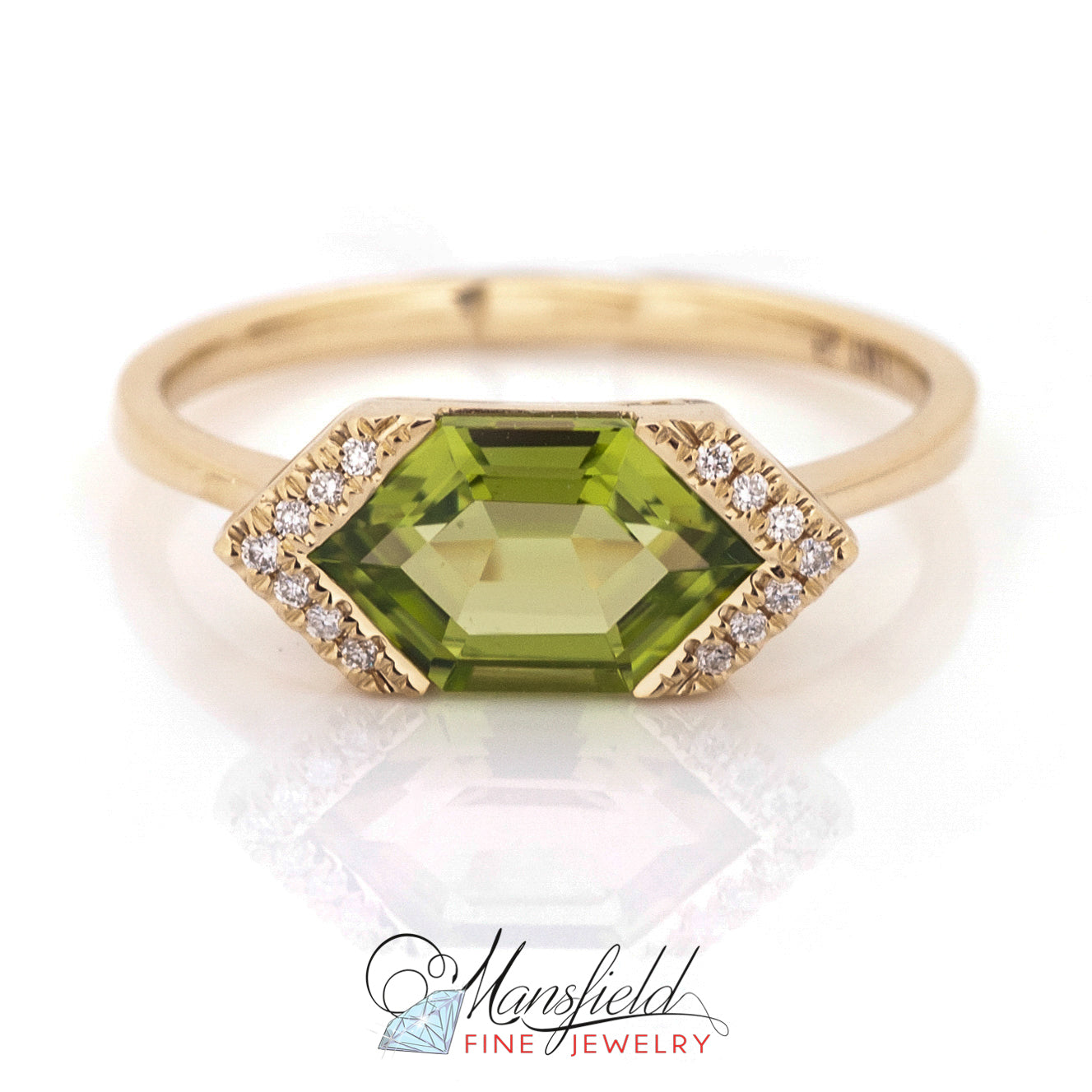 Fancy Peridot and Diamond Ring