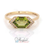 Fancy Peridot and Diamond Ring