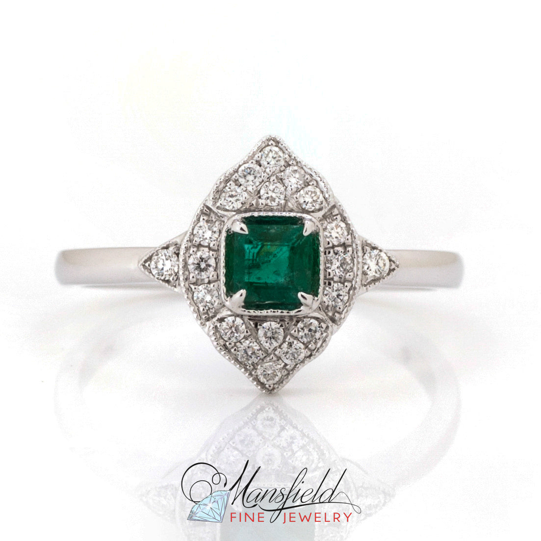 Emerald and Pave Diamond Kite Ring