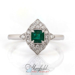 Emerald and Pave Diamond Kite Ring