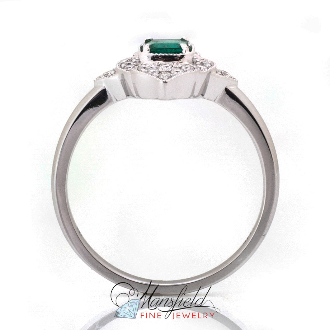 Emerald and Pave Diamond Kite Ring